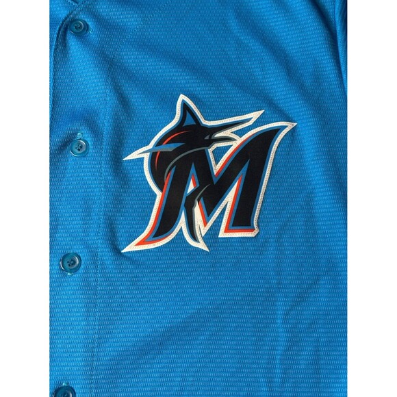 Miami Marlins Majestic Alternate 2019 Size L Cool Base Team Jersey Blue MLB - Picture 3 of 8